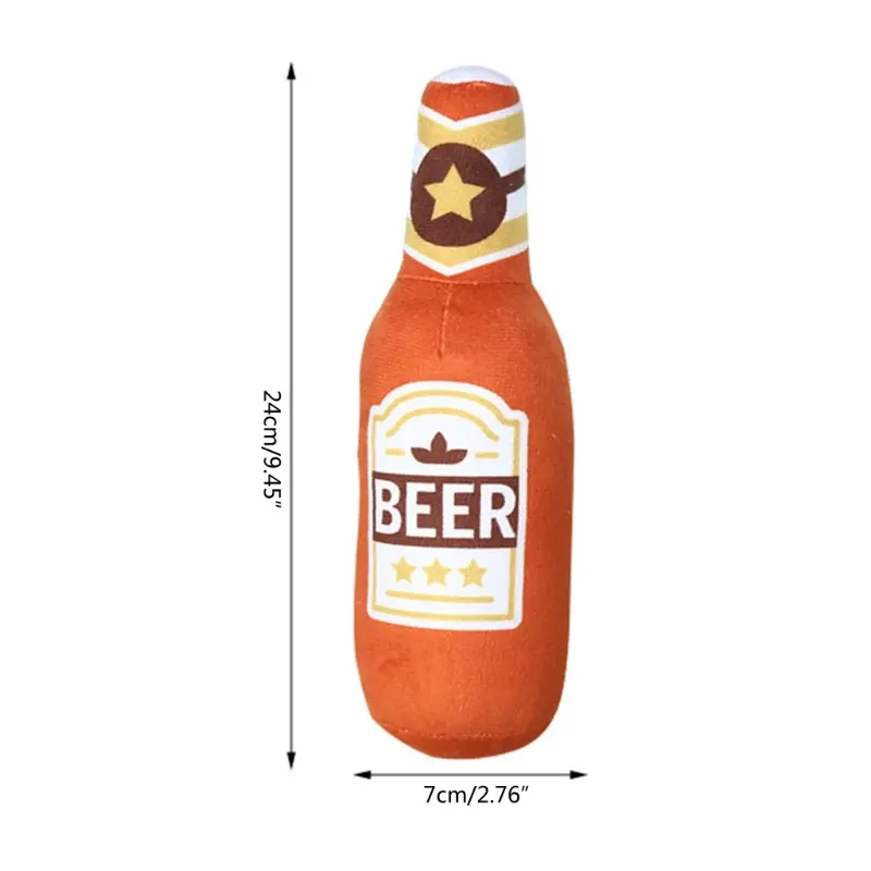 Plush Dog Toys Beer Bottle Shaped Small Large Dogs Bite-Resistant Clean Teeth Chew Toy Pets Squeaky Interactive Playing Supplies