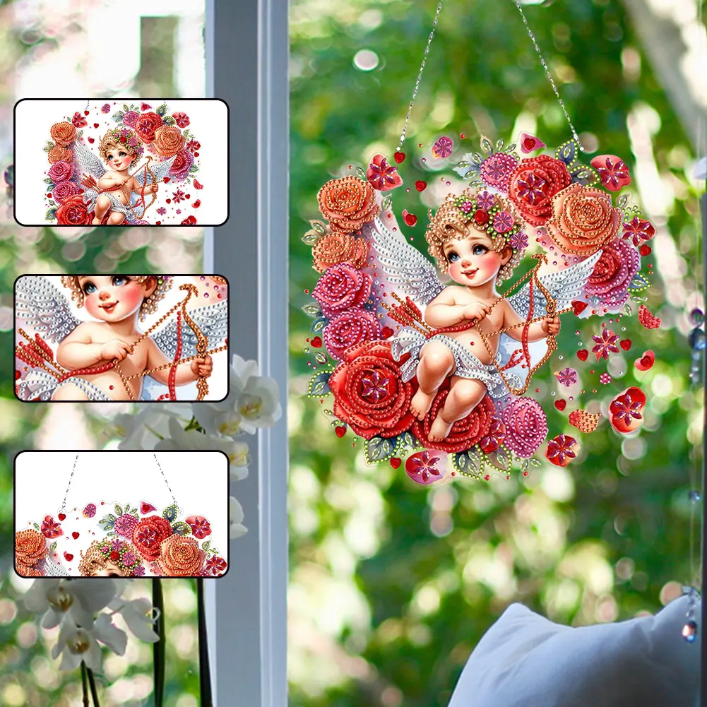 Acrylic Special Shape Butterfly Easter Egg Rhinestone Diamond Art Pendants DIY Diamond Art Pendant Kit for Garden Window Decor