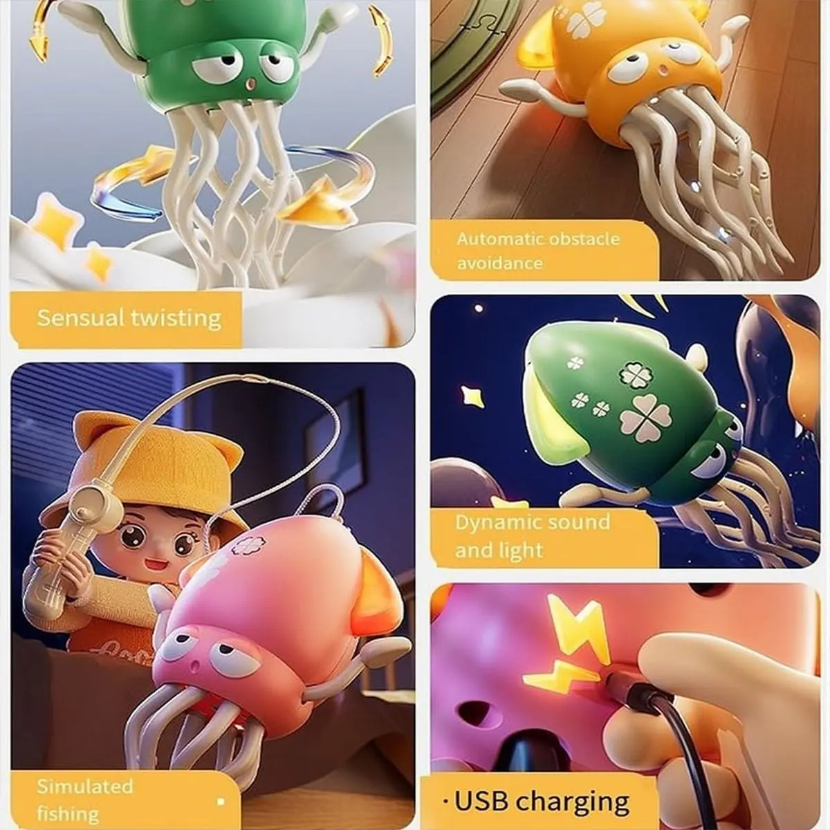 Electric Dancing Octopus Toy, Automatic Swing Magic Obstacle Avoidanceoctopus, Crawling Dancing Automatic Obstacle Avoidance Oct