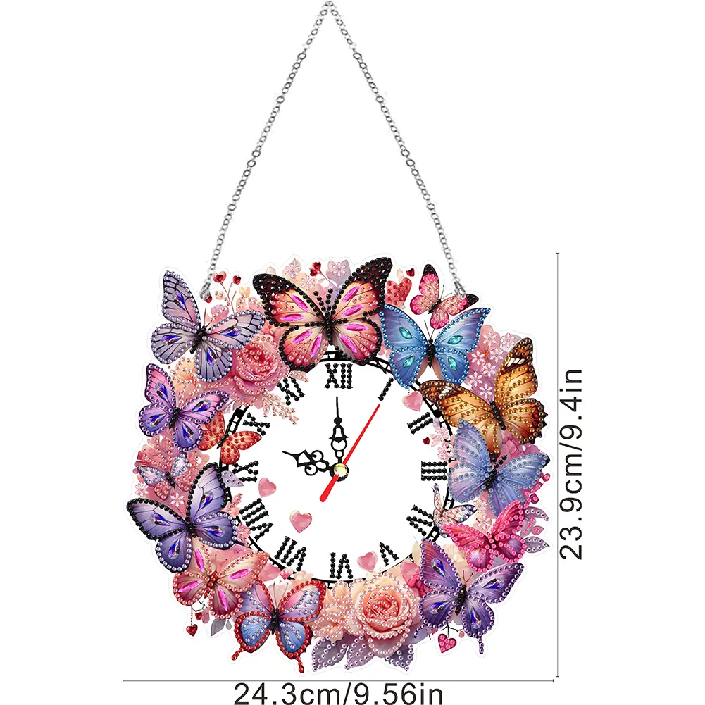 Acrylic Special Shape Easter Bunny 5D Diamond Painting Clock Art Craft Diamond Painting Hanging Ornaments Living Room Decoration