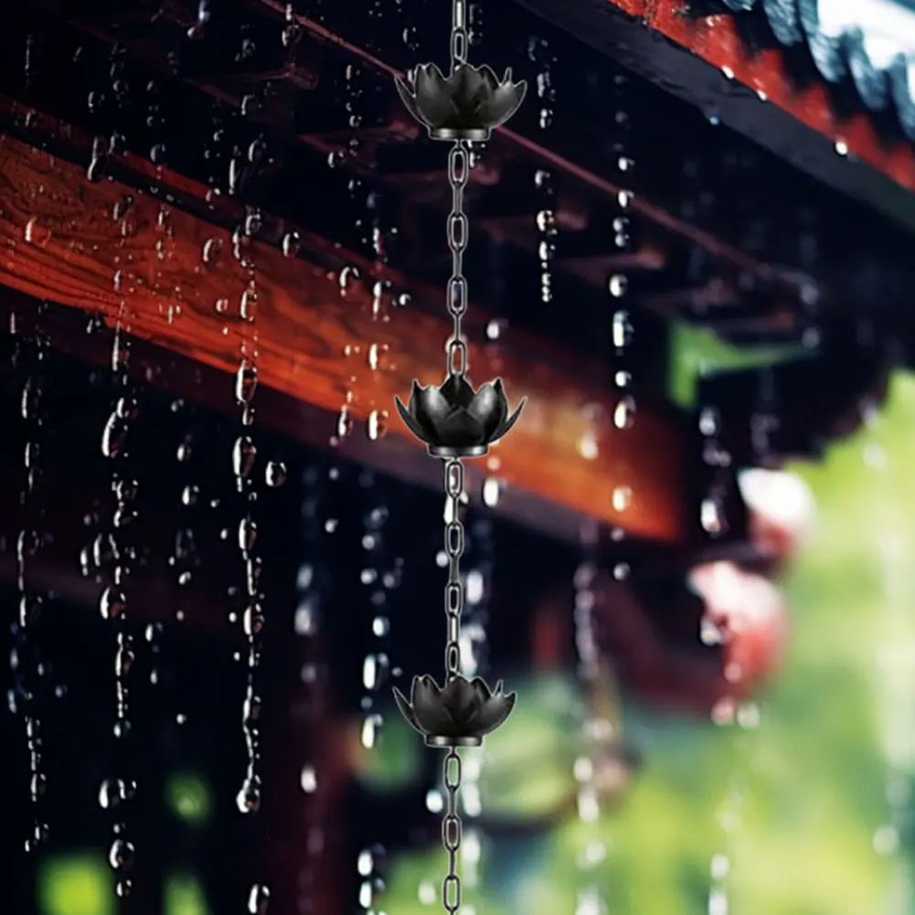 120CM Lotus Rain Chain Outdoor Garden Hanging Rain Catcher Cups Rain Catcher Chain Decor Giftfor Home Gutters Downspouts Outside