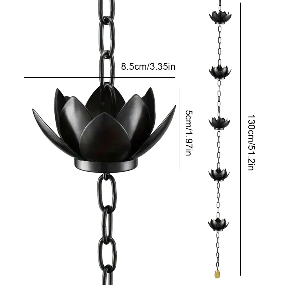 120CM Lotus Rain Chain Outdoor Garden Hanging Rain Catcher Cups Rain Catcher Chain Decor Giftfor Home Gutters Downspouts Outside