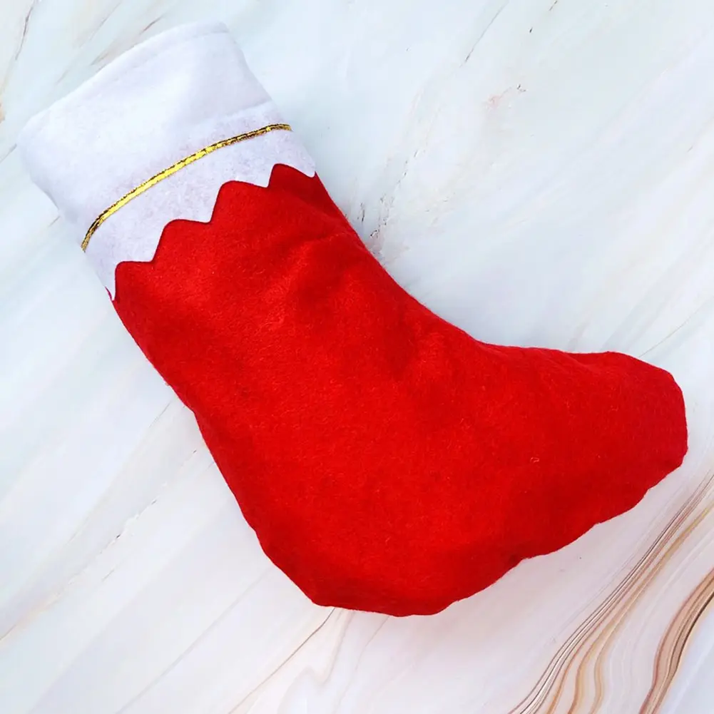 12Pcs Christmas Stockings with White Cuffs Hanging Xmas Candy Bag Non-Woven Hanging Socks Gift Bag for Holiday Party