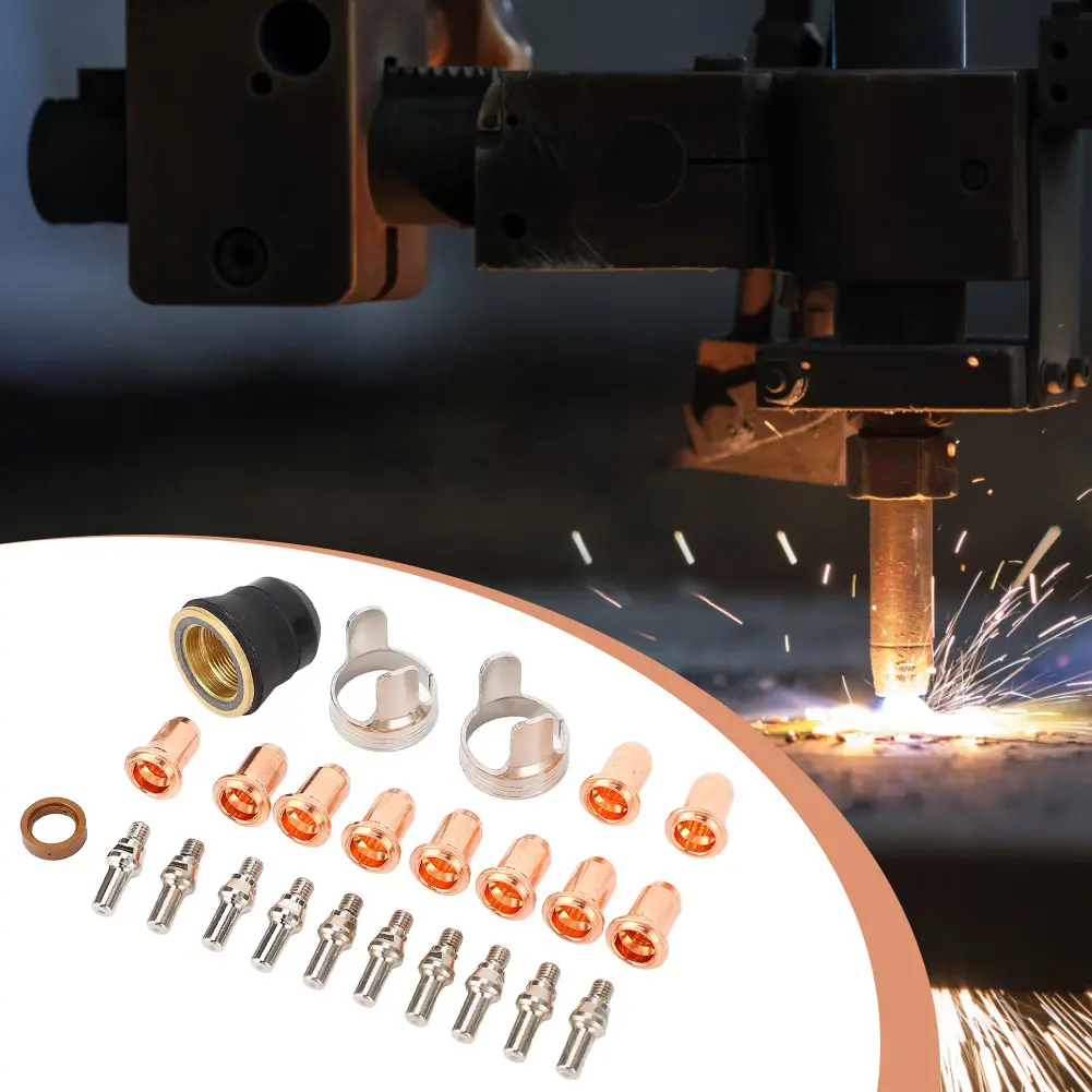 24 Pcs Plasma Cutter Nozzle Kit Plasma Cutter Consumables Torch Electrode Tip Nozzle Kit for YESWELDER CUT 55DS Pro and CUT 65DS