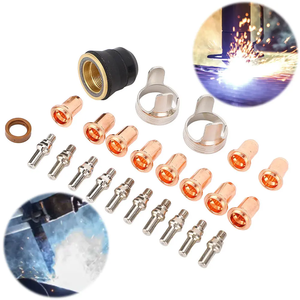 24 Pcs Plasma Cutter Nozzle Kit Plasma Cutter Consumables Torch Electrode Tip Nozzle Kit for YESWELDER CUT 55DS Pro and CUT 65DS
