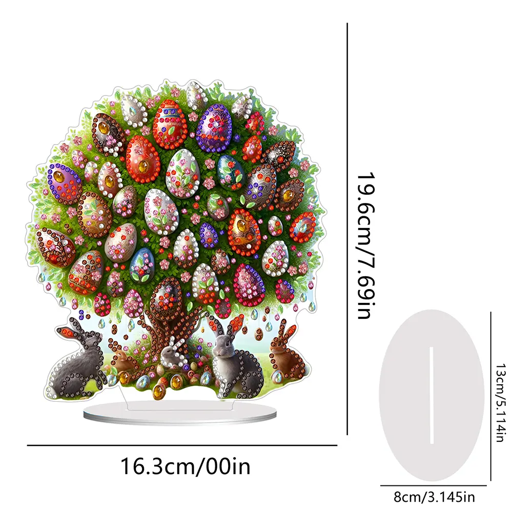 5D DIY Diamond Painting Easter Egg Tree Rhinestones Desktop Ornaments Art Tabletop Decoration Acrylic Special Shape for Beginner