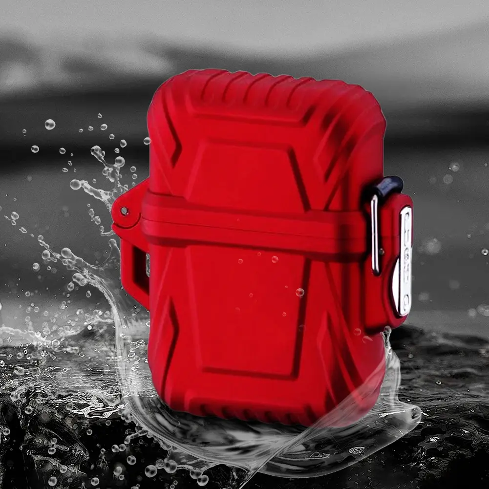 2Pcs Lighter Case for Men Portable Lighter Pouch IP56 Waterproof Windproof Plastic Firestarter Case for Outdoor Camping Travel