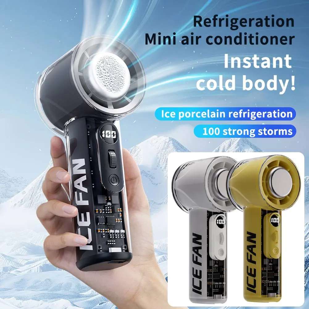 1-100 Speed Portable Handheld Fan with 3000mAh Battery LED Digital Display Rechargeable Personal Fan for Outdoor Camping Hiking