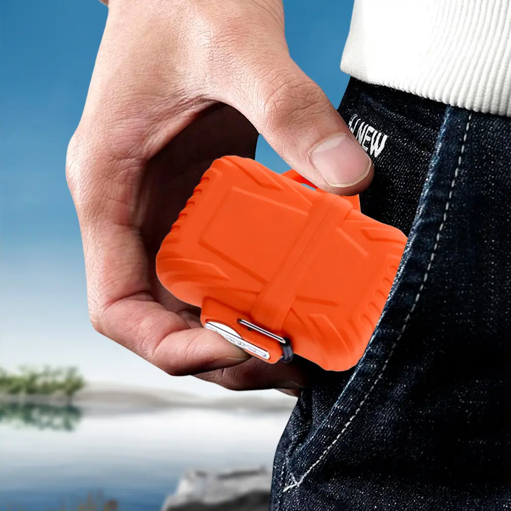 2Pcs Lighter Case for Men Portable Lighter Pouch IP56 Waterproof Windproof Plastic Firestarter Case for Outdoor Camping Travel