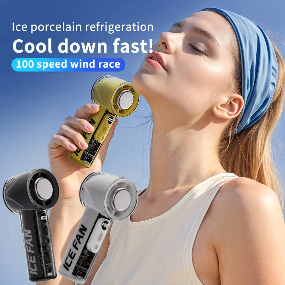 1-100 Speed Portable Handheld Fan with 3000mAh Battery LED Digital Display Rechargeable Personal Fan for Outdoor Camping Hiking