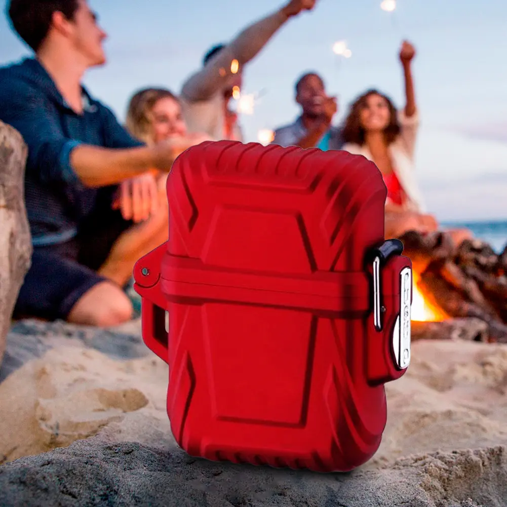 2Pcs Lighter Case for Men Portable Lighter Pouch IP56 Waterproof Windproof Plastic Firestarter Case for Outdoor Camping Travel