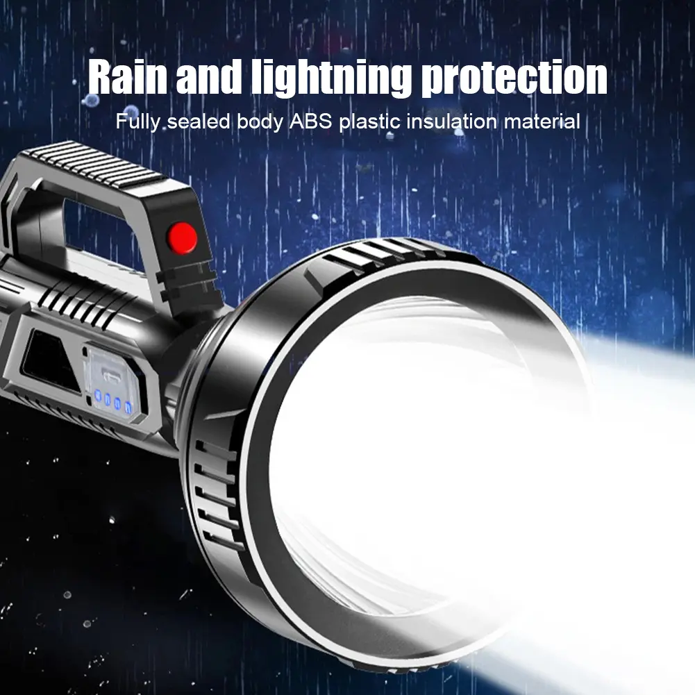 USB Rechargeable LED Flashlight Strong Light Torch Portable Handheld Spotlight Life Waterproof for Hiking Fishing Emergency