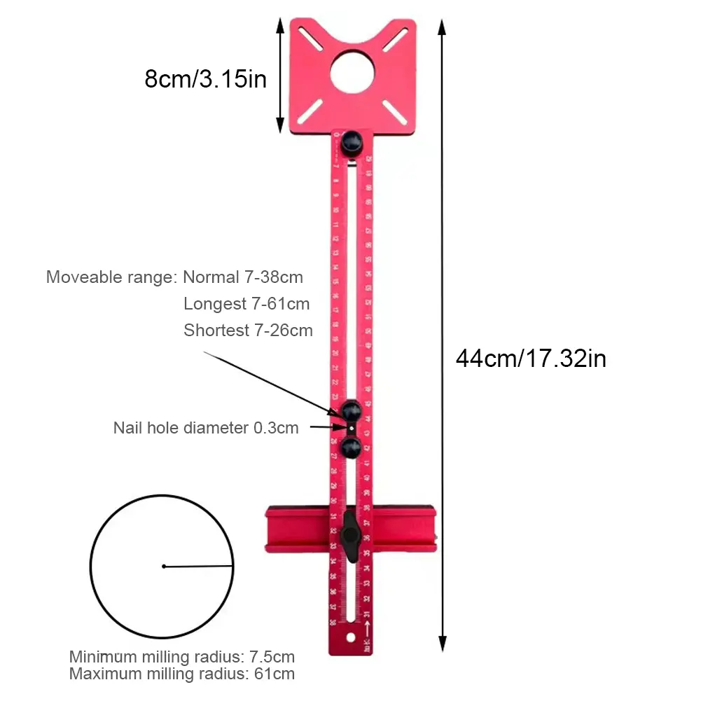 4 in 1 Router Milling Groove Bracket Adjustable Cabinet Hardware Jig MM/Inch Multifunctional Router Circle Cutting Guide Tools