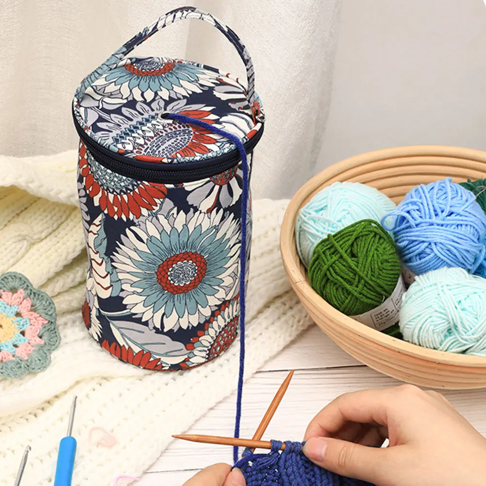 Wool Yarn Organizer Large Capacity Knitting Needles Tote Organizer Oxford Cloth Portable Yarn Holder for Crocheting DIY Craft
