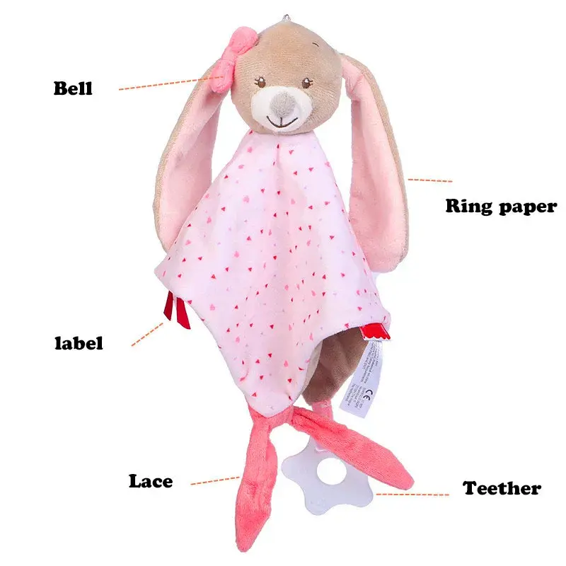 Baby Toys Cute Elephant Plush Teether Rattle Toys Soft Blanket Toys Stuffed Animals Towel Doll Games Newborn Babies 0 12 Months