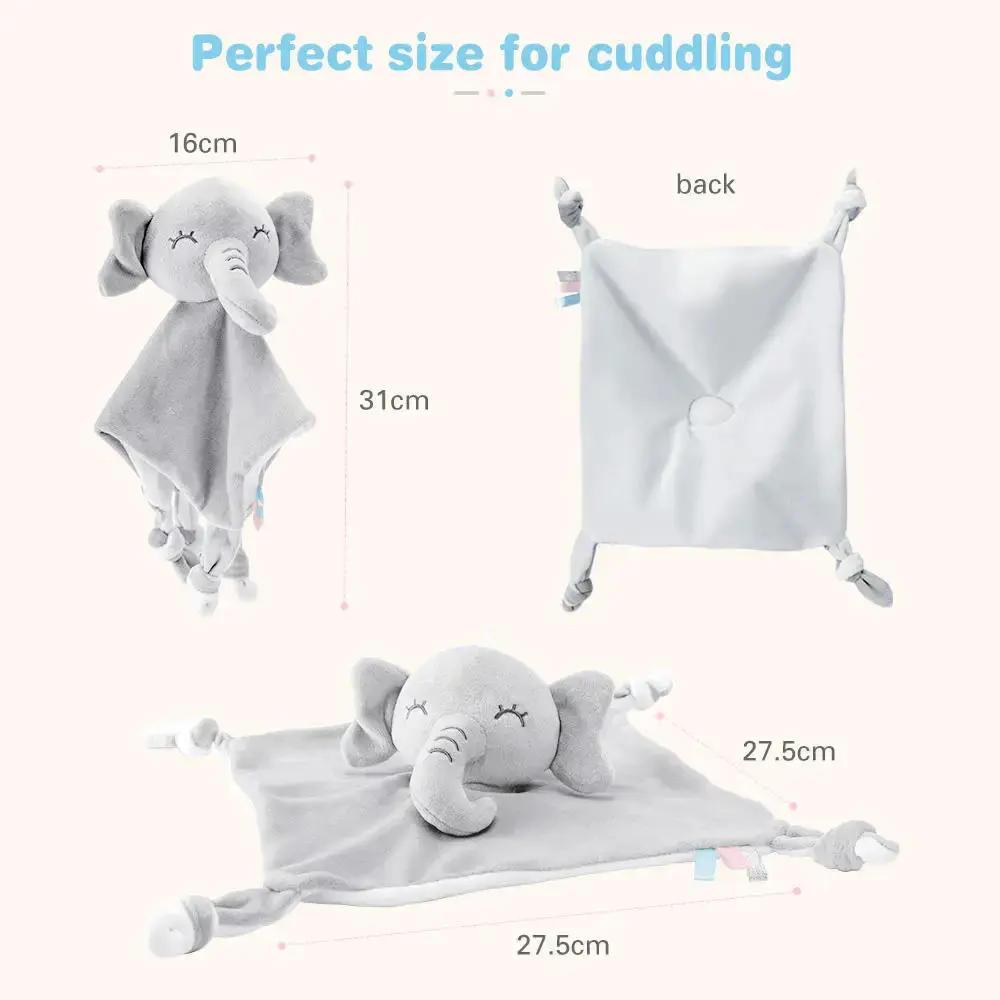 Baby Toys Cute Elephant Plush Teether Rattle Toys Soft Blanket Toys Stuffed Animals Towel Doll Games Newborn Babies 0 12 Months