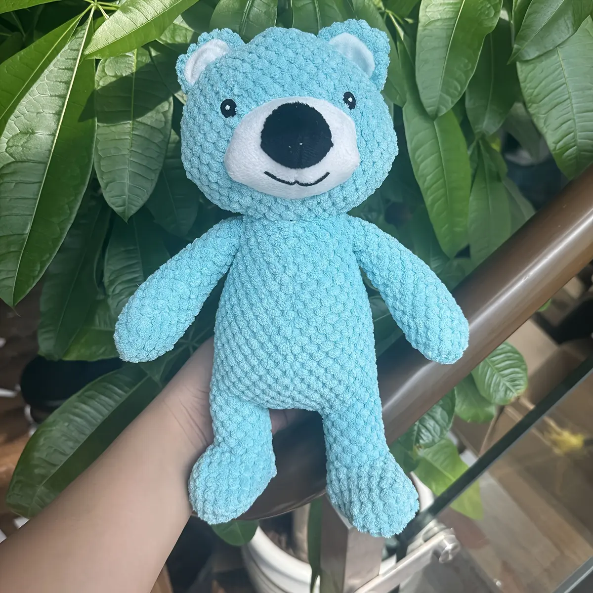 1pc Soft and Durable Cute Blue Bear Plush Toy for Dogs,Interactive Chewing,Squeaky Pet Companion,Cartoon Design