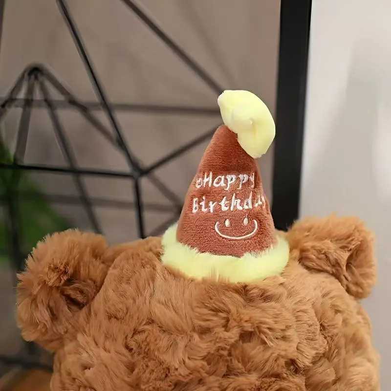 35cm Cute Birthday Hat Teddy Bear Stuffed Toy for Girlfriend Valentine's Day Gift for Kids Room Bedroom Decor Favor Birthday Gif