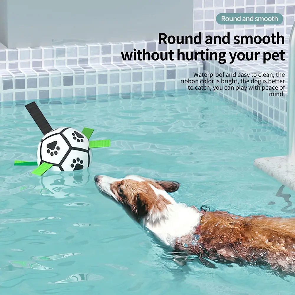 Dog Toys Soccer Ball with Straps Interactive Dog Toy for Tug of War Puppy Durable Ball Toys for Medium Large Dogs Pet Supplies