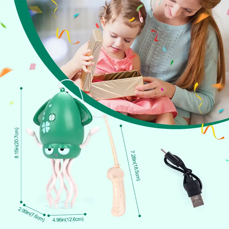 Electronic Dancing Squid Toys with Light&Music Funny Induction Flat Squid Toddler Interactive Development Education Time Gifts