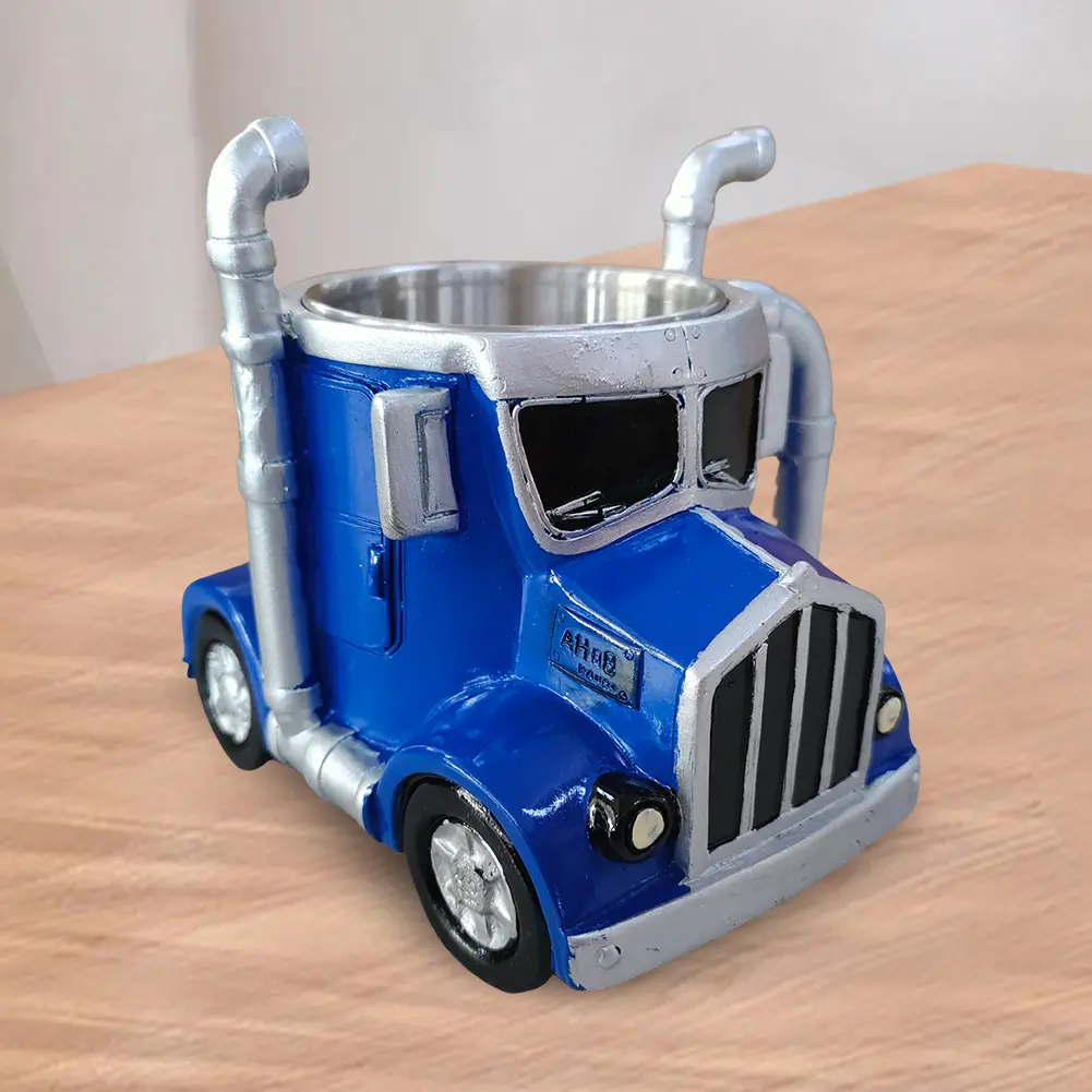 Semi-Truck Coffee Mugs Stainless Steel Handcrafted Truck Coffee Mug Creative Truck Coffee Cup Gifts for Coffee & Truck Lovers