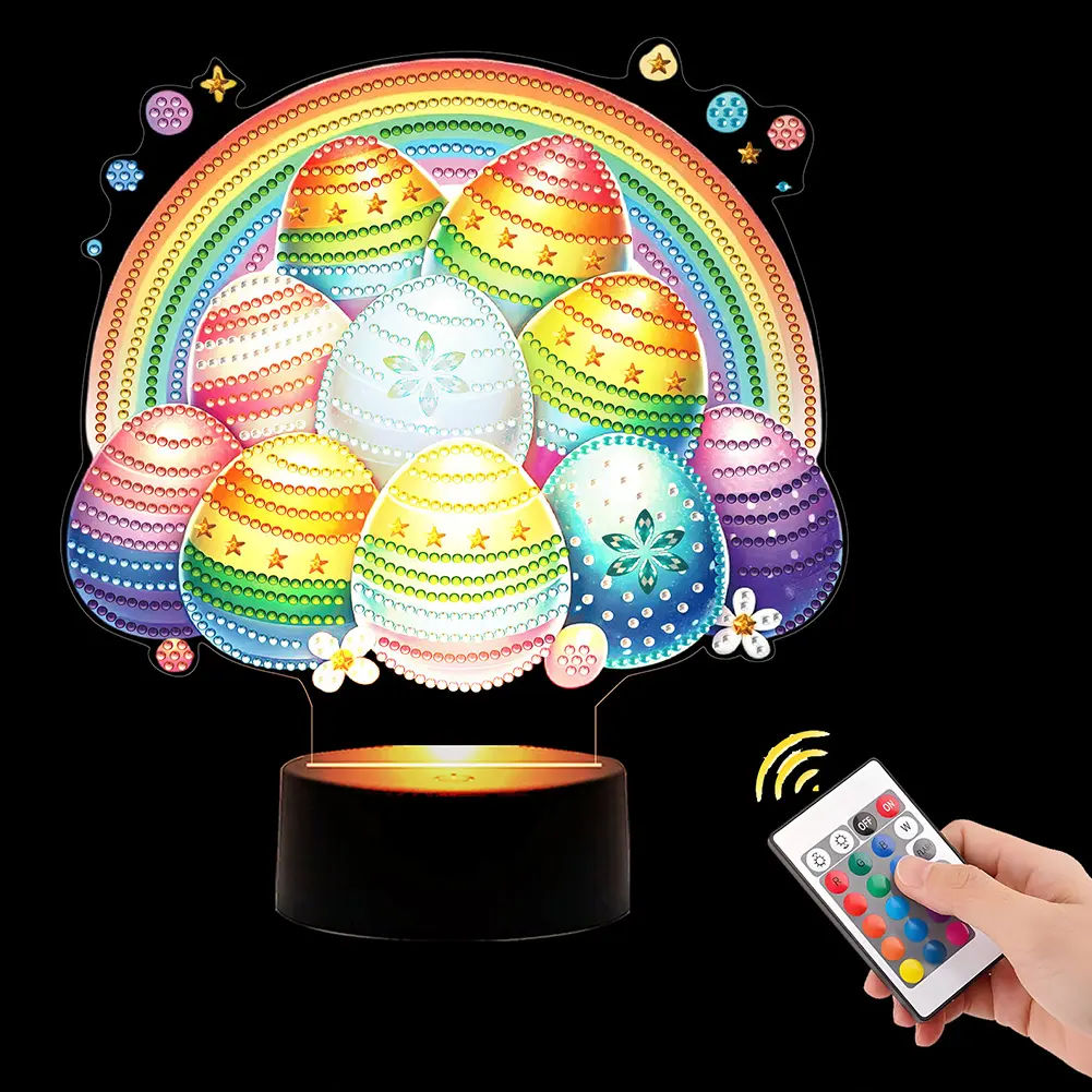 Acrylic Flower Egg Diamond Art Light Ornaments Double Sided 5D DIY Diamond Lamp Rhinestones Night Lamp 2025 Easter Creative Gift