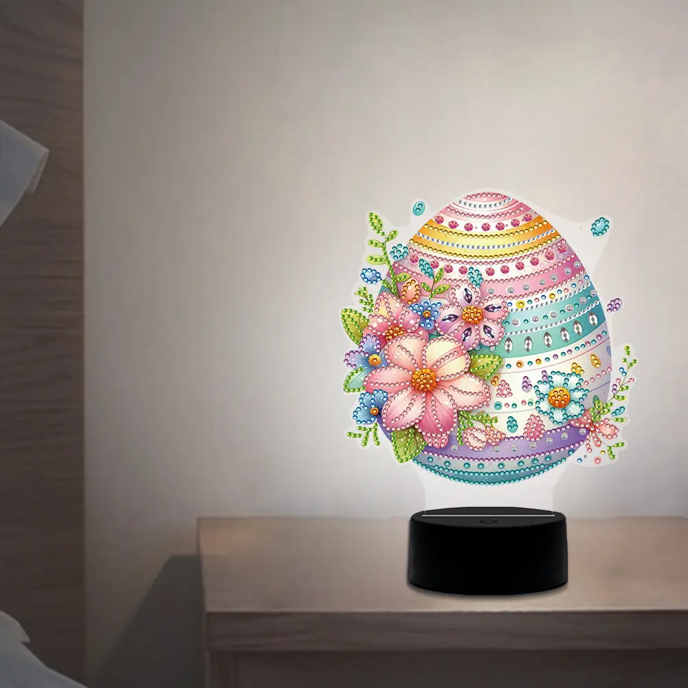 Acrylic Flower Egg Diamond Art Light Ornaments Double Sided 5D DIY Diamond Lamp Rhinestones Night Lamp 2025 Easter Creative Gift