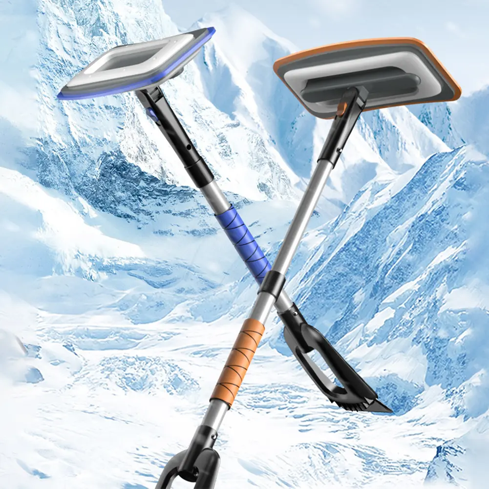 3-in-1 Car Snow Scraper Anti-Slip Retractable Snow Remover Front Windshield Ice Scraping Defrost Broom Car Accessories