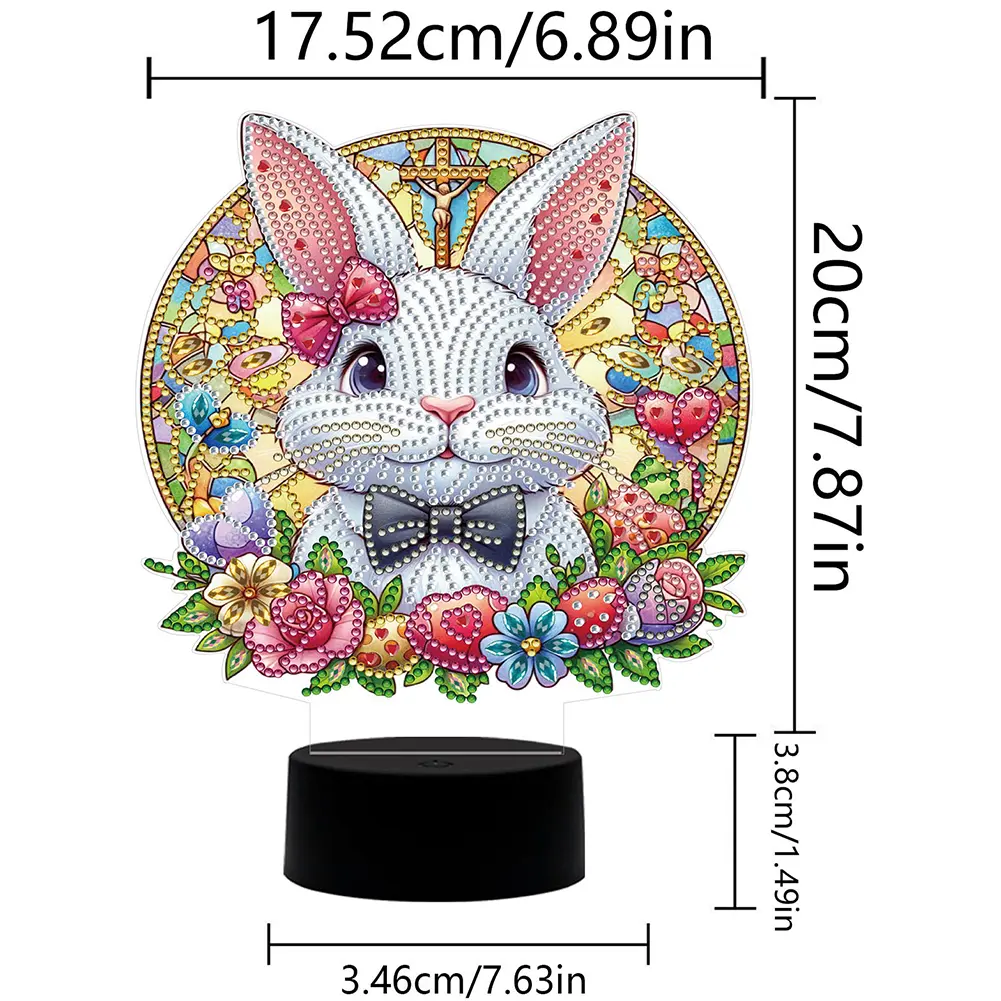Acrylic Flower Egg Diamond Art Light Ornaments Double Sided 5D DIY Diamond Lamp Rhinestones Night Lamp 2025 Easter Creative Gift