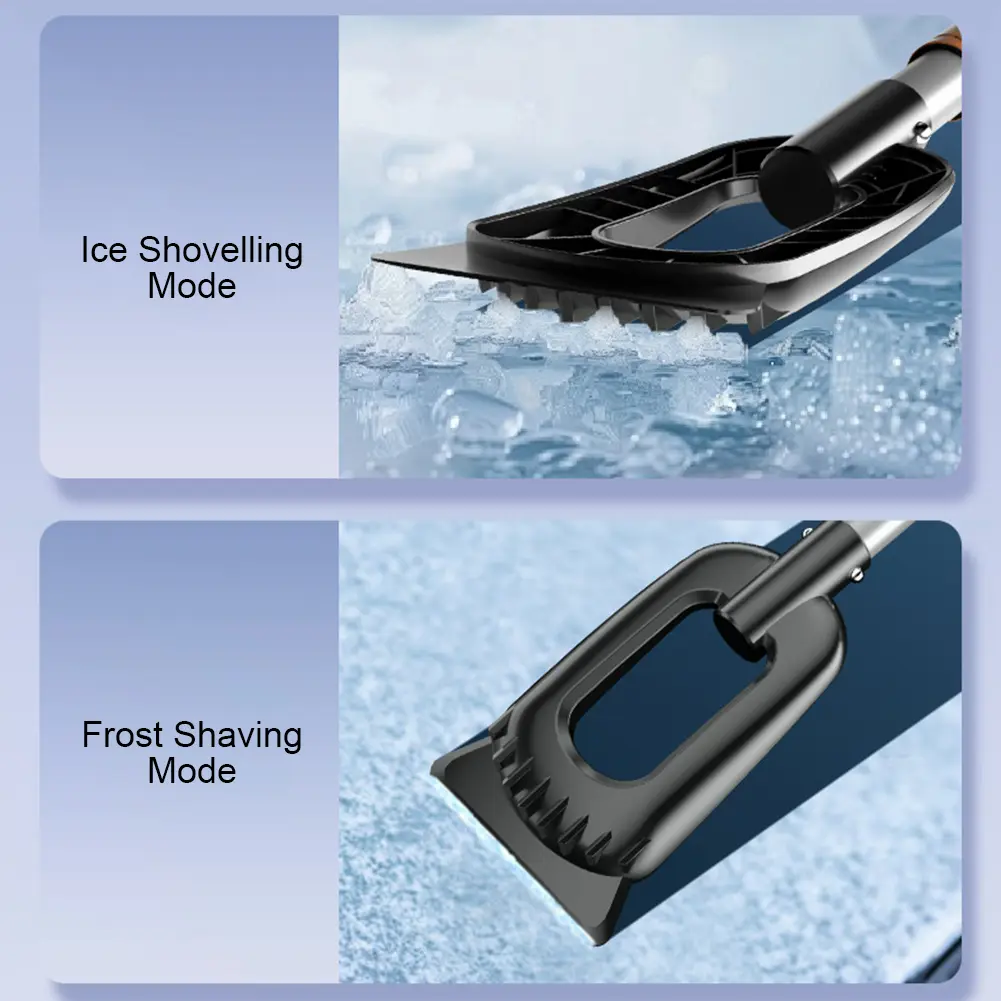 3-in-1 Car Snow Scraper Anti-Slip Retractable Snow Remover Front Windshield Ice Scraping Defrost Broom Car Accessories