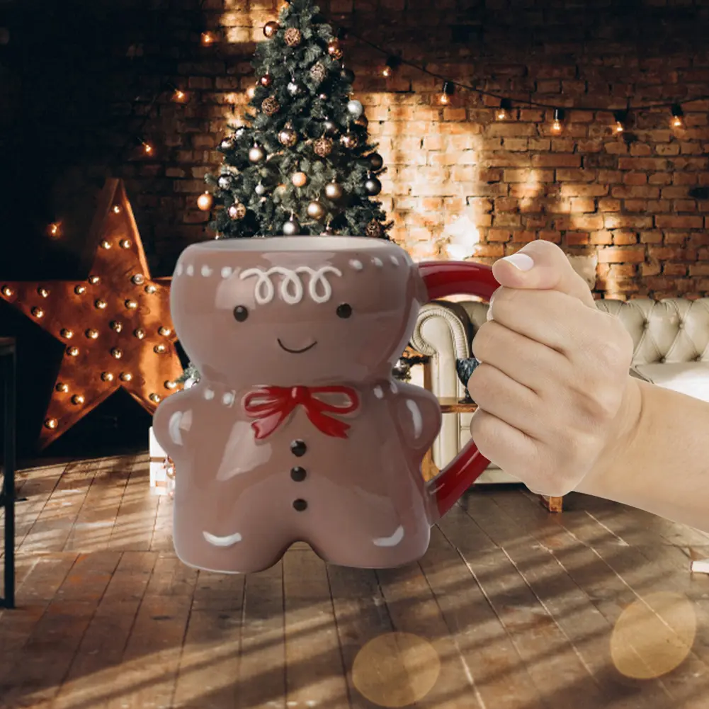 Gingerbread Man Ceramic Mug Christmas Coffee Mugs 350ML Milk Coffee Water Cup Mug Christmas Ceramic Tea Mugs Couples Xmas Gifts