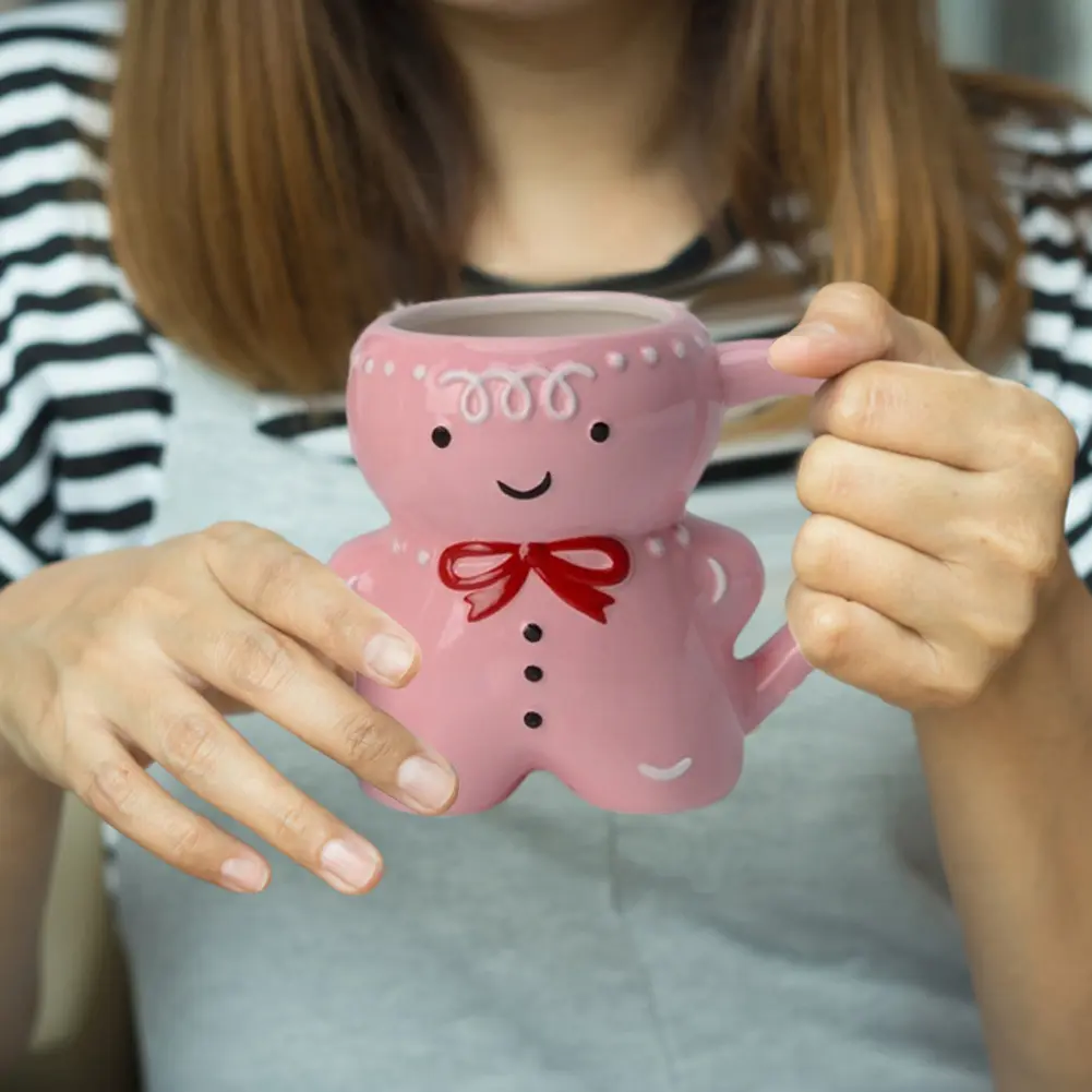 Gingerbread Man Ceramic Mug Christmas Coffee Mugs 350ML Milk Coffee Water Cup Mug Christmas Ceramic Tea Mugs Couples Xmas Gifts