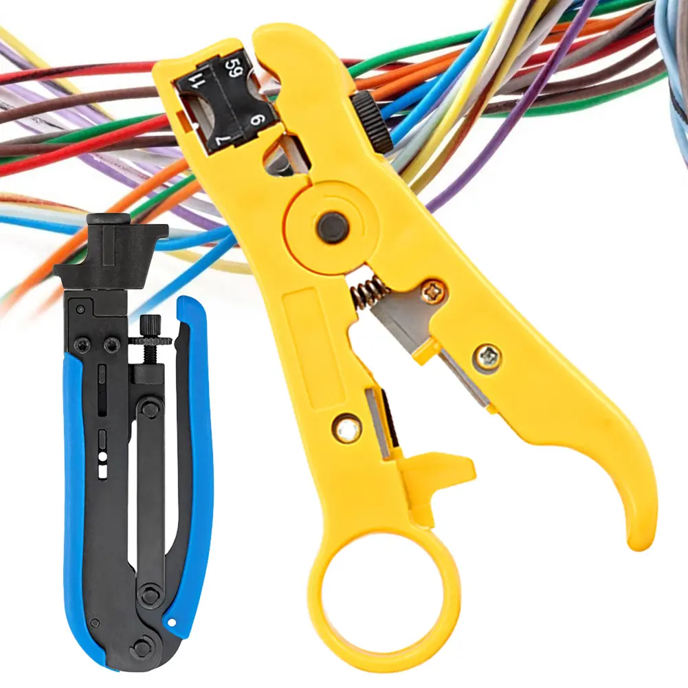 Coaxial Compression Tool Kit Wire Stripper Coaxial Cable Stripper Adjustable Coaxial Cable Crimper Suitable for RG6 RG59 RG11