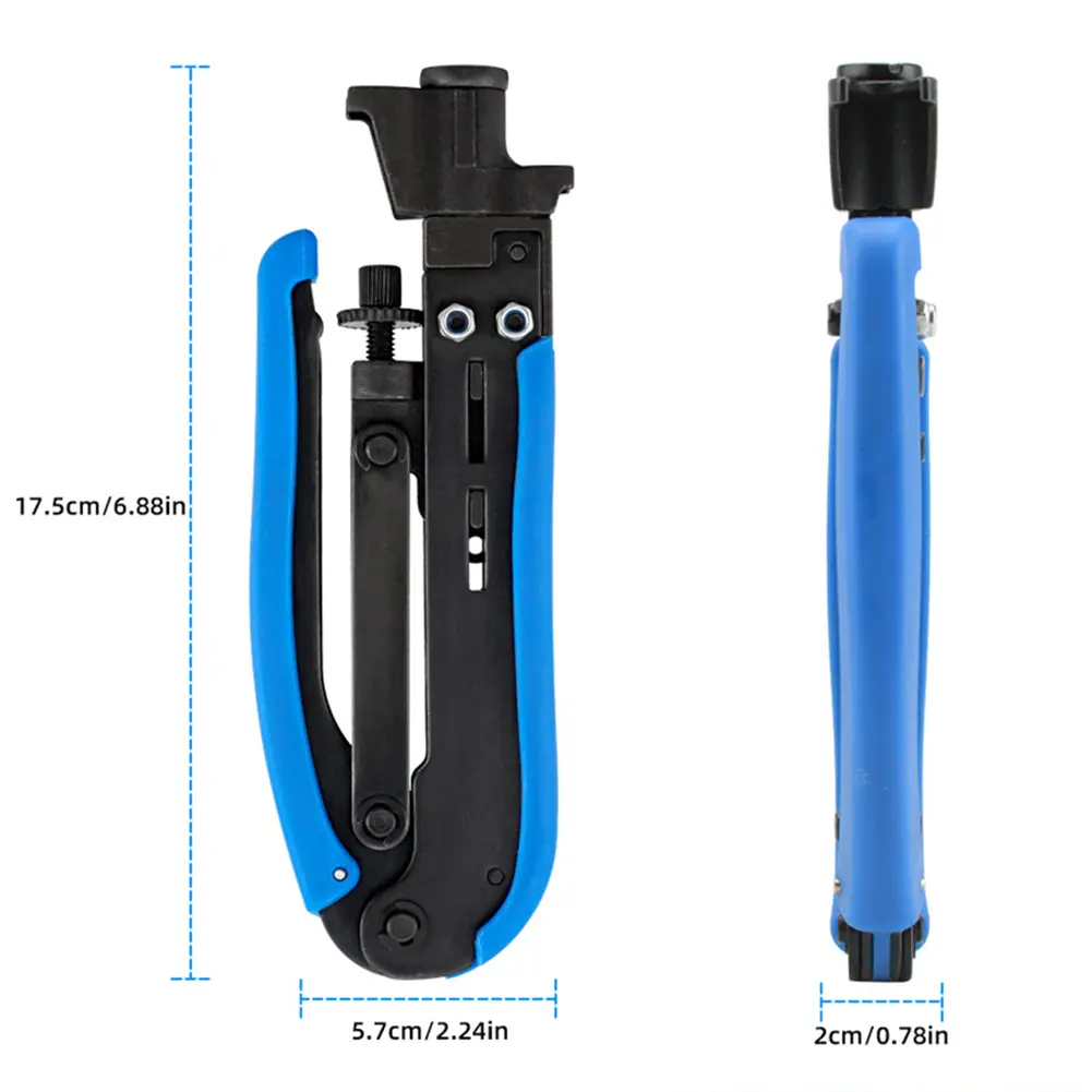 Coaxial Compression Tool Kit Wire Stripper Coaxial Cable Stripper Adjustable Coaxial Cable Crimper Suitable for RG6 RG59 RG11