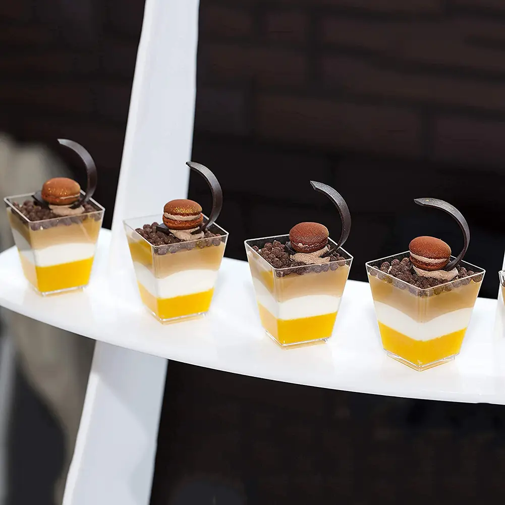 50pcs Parfait Tumbler Kitchen Decor Square Mini Dessert Cups Disposable Supplies Reusable Accessories for Jelly Mousse Ice Cream