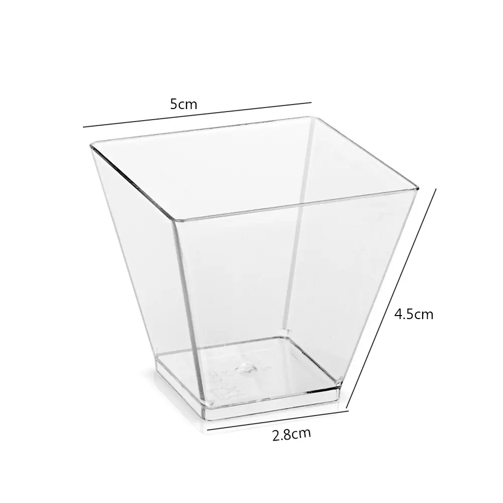 50pcs Parfait Tumbler Kitchen Decor Square Mini Dessert Cups Disposable Supplies Reusable Accessories for Jelly Mousse Ice Cream