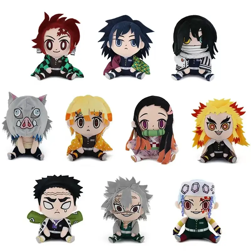 15-25cm Demon Slayer Dragon Ball Cartoon Plush Toy Goku Kamado Nezuko Vegeta Stuffed Pendant keychain Birthday present for child
