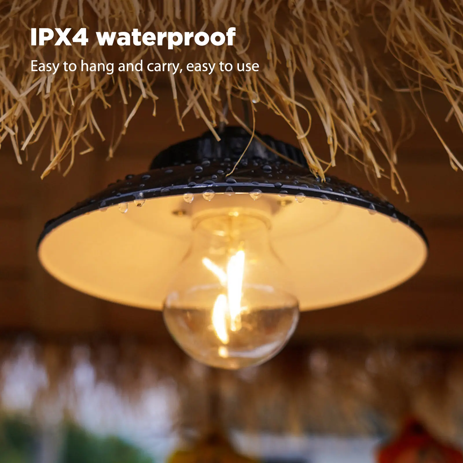 Retro Camping Tent Light USB Rechargeable Portable Hanging Camping Light with Hook IPX4 Waterproof for Outdoor Hiking