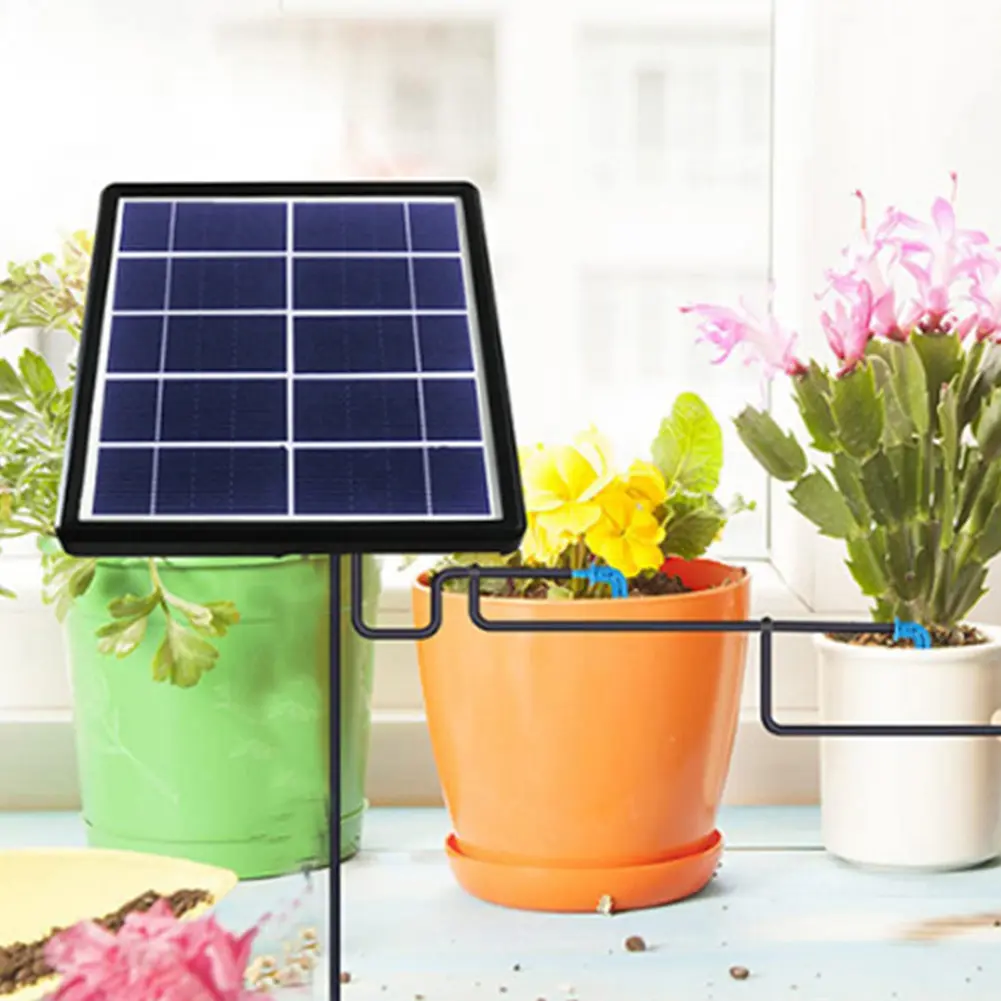 Solar DIY Irrigation Gardening System with Timer Intelligent Automatic Watering Device for Indoor Outdoor Garden