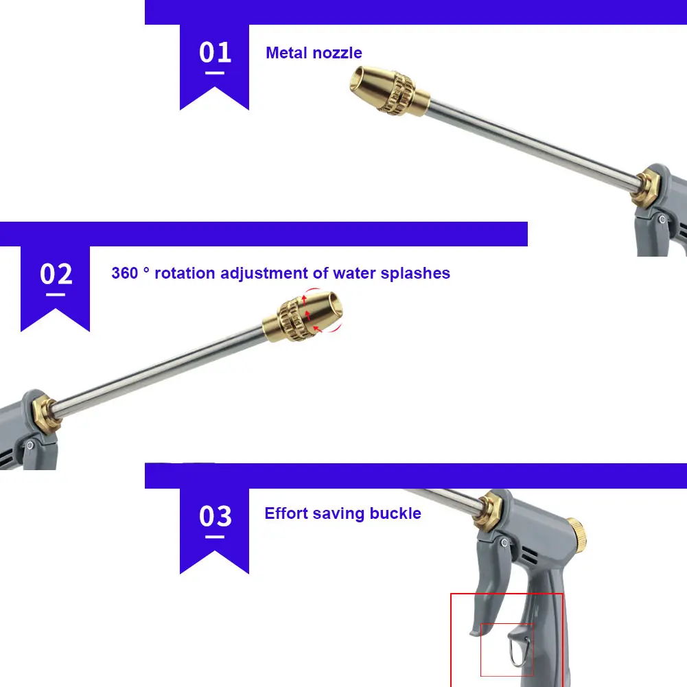 Fruit Tree Irrigation Gun with Hose Nozzle High Pressure Sprinkler Adjustable Atomizing Water Gun Household Car Wash Tool