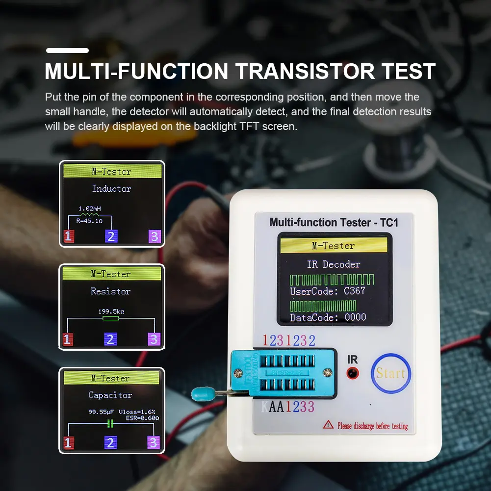Capacitor Tester Colorful Display Tester Electric Pocketable For Diode Triode