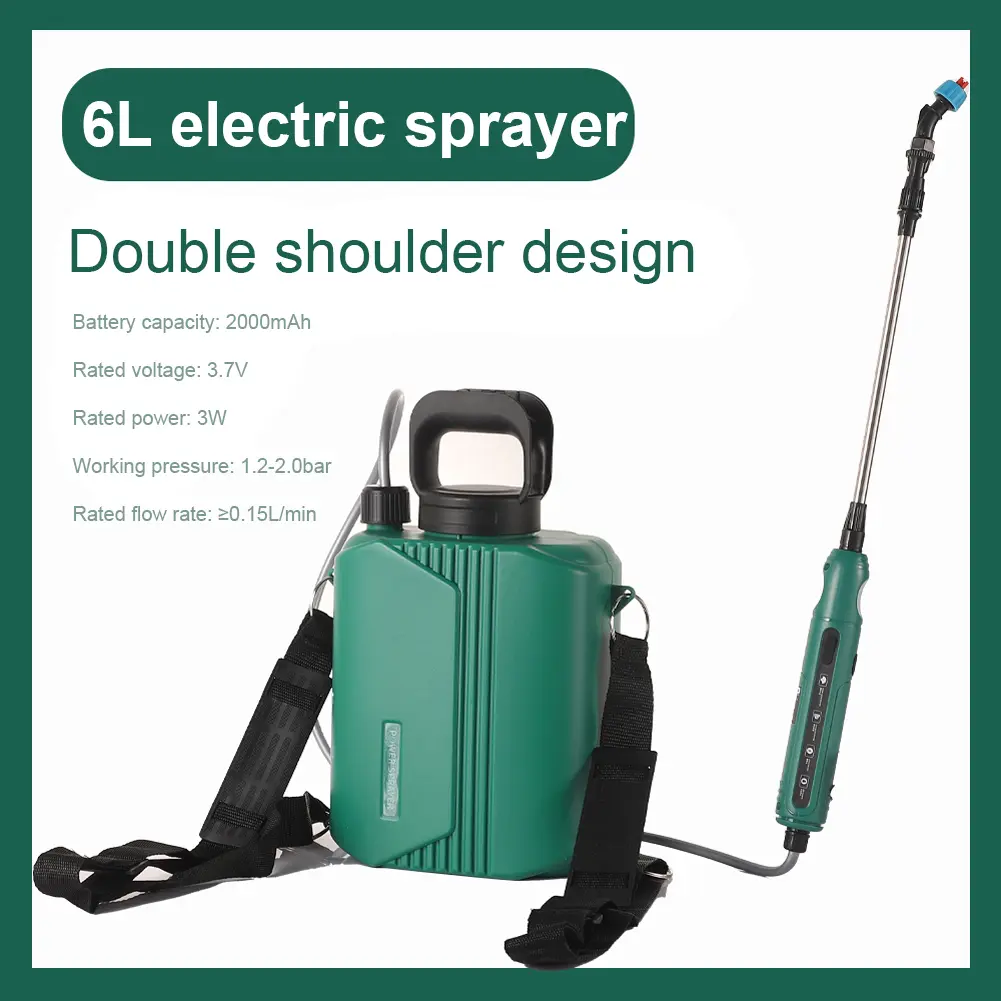 6L Shoulder Electric Sprayer with 3 Mist Nozzles Rechargeable Powerful Electric Sprayer with Shoulder Strap for Yard Lawn Garden