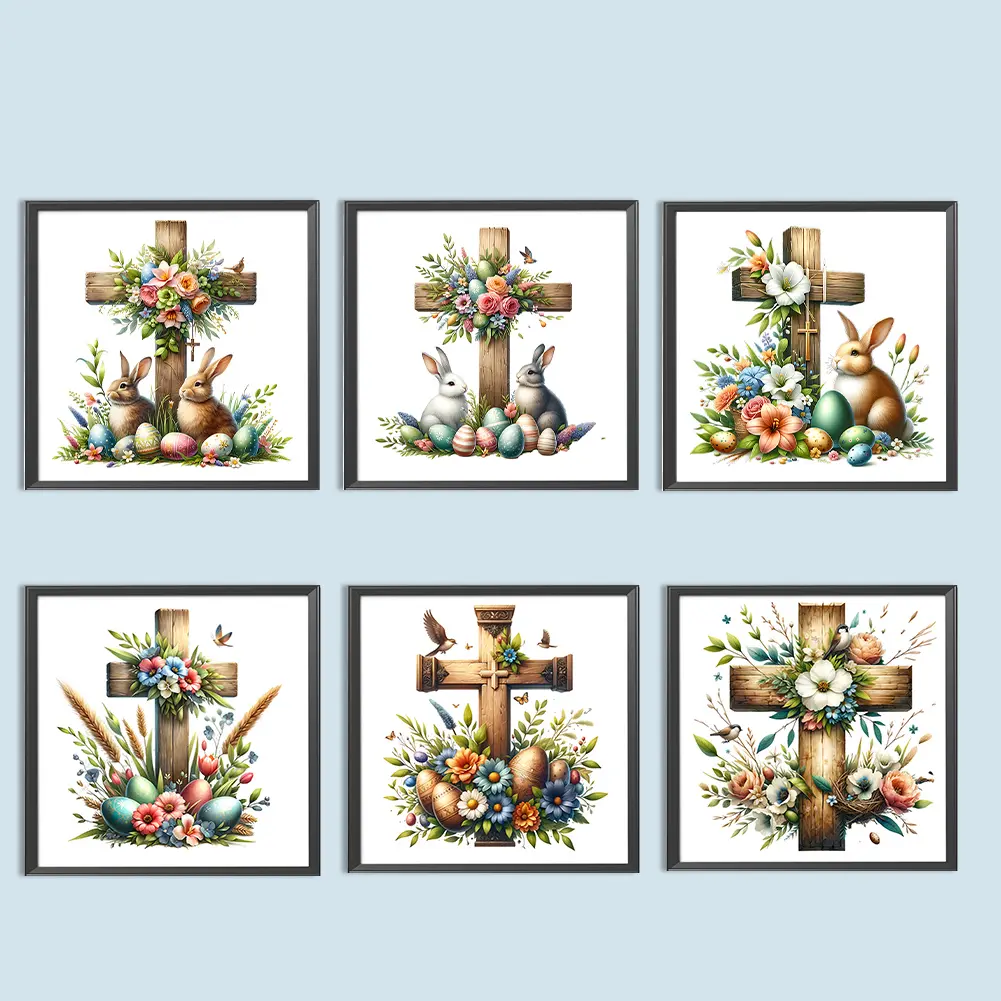 DIY Easter Cross Kit Home Decoration Art Craft Kits 45*45cm 5D DIY Full Square Drill Diamond Painting Creative Decor for Home