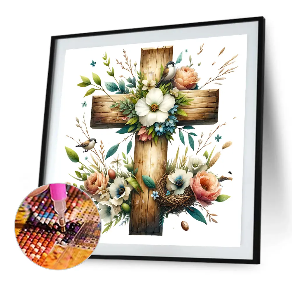 DIY Easter Cross Kit Home Decoration Art Craft Kits 45*45cm 5D DIY Full Square Drill Diamond Painting Creative Decor for Home