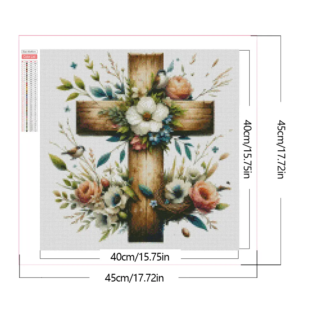 DIY Easter Cross Kit Home Decoration Art Craft Kits 45*45cm 5D DIY Full Square Drill Diamond Painting Creative Decor for Home
