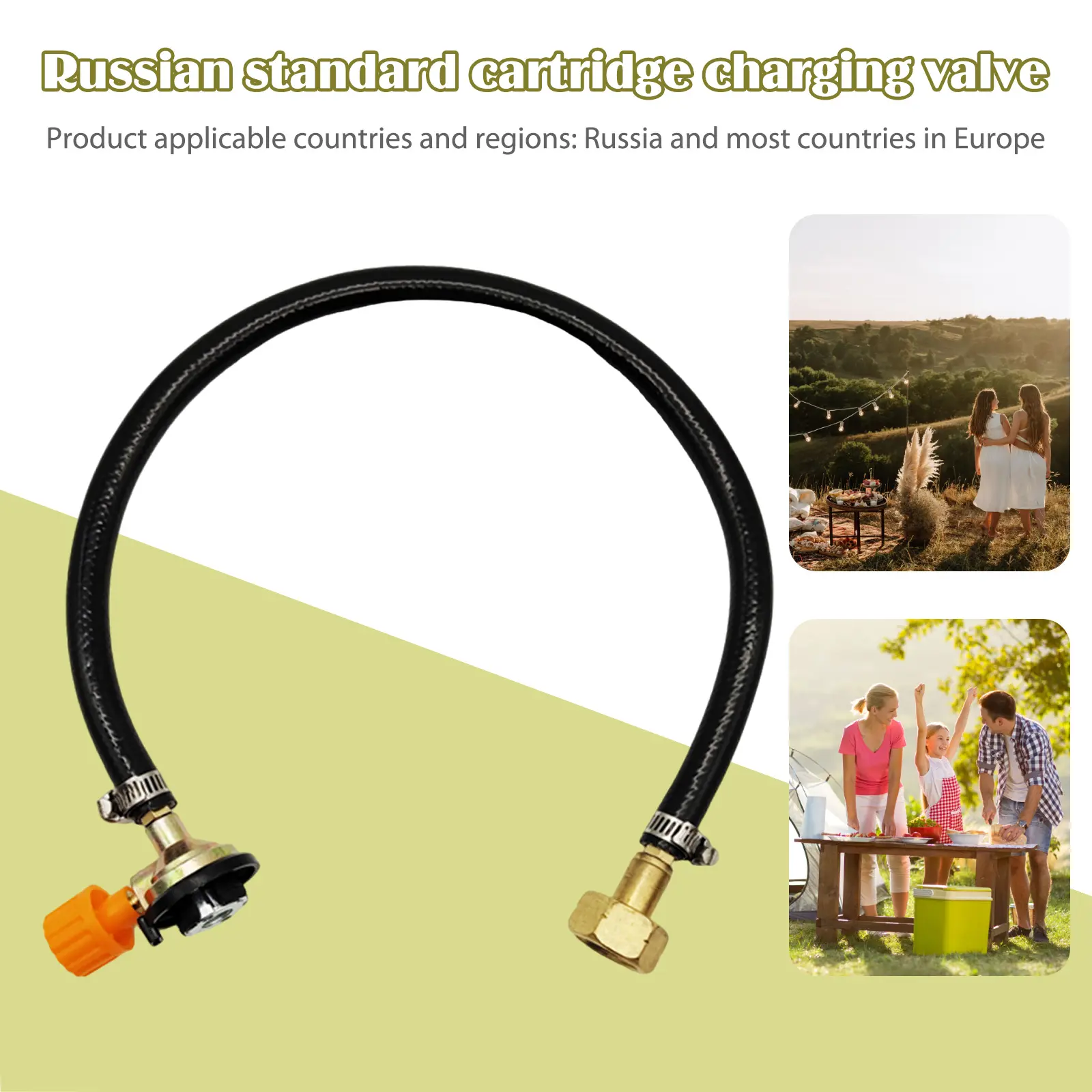 Russian Inflatable Valve Direct Connection Cassette Gas Tank Refilling Connector Rubber Tube for Eastern Europe Camping Supplies