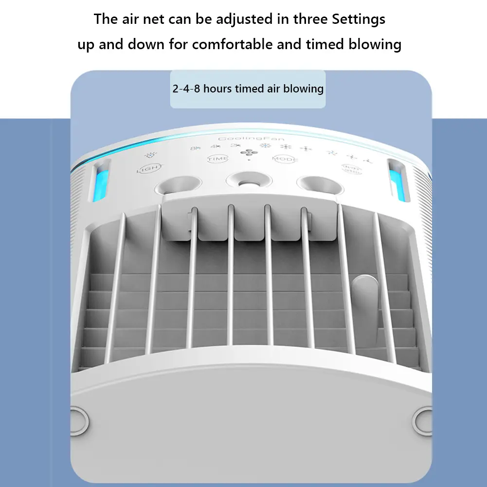 Portable Air Cooler  3 In 1 Air Conditioner Fan Humidifier Mini Air Cooling Fan with 7 Color Night Light 2/4/8H Timing for Home