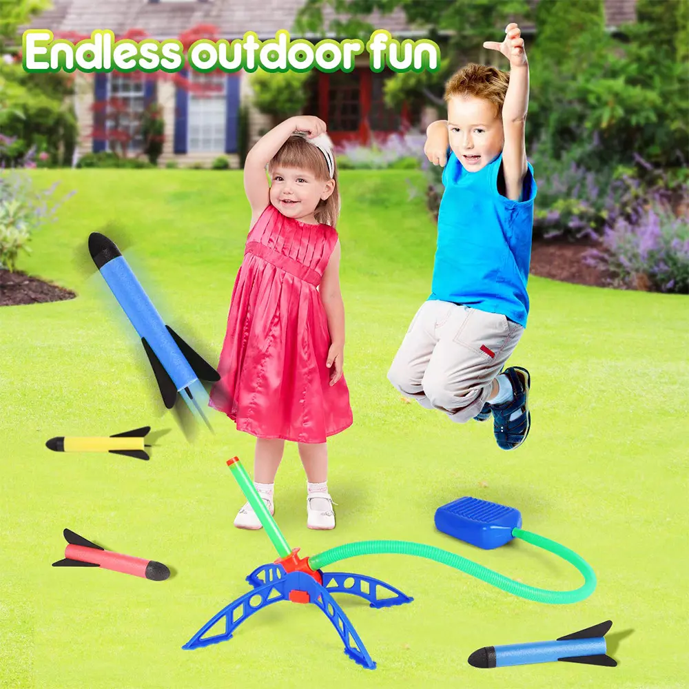 Air Rocket Foot Pump Launcher Outdoor Air Pressing Pedal Soaring Rocket Toy Kids Game suit Jumping Sport Game Kids Toy Gift