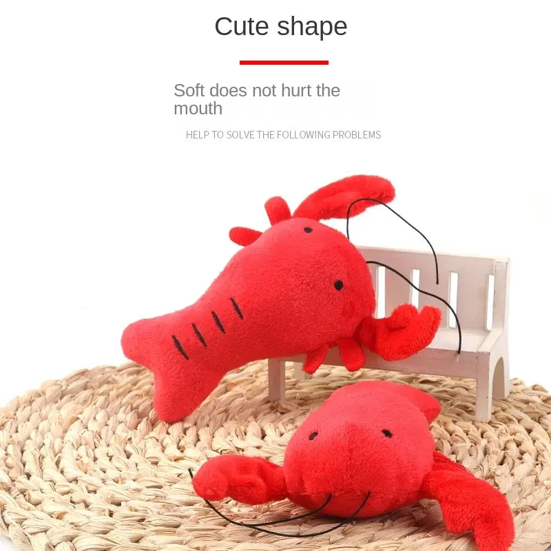 Cute Lobster Puppy Dogs Plush Toys Bite Resistant Pet Chew Toys Pet Cat Products Plush Squeaky Chew Toy Dog Accessories