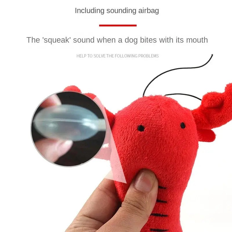 Cute Lobster Puppy Dogs Plush Toys Bite Resistant Pet Chew Toys Pet Cat Products Plush Squeaky Chew Toy Dog Accessories